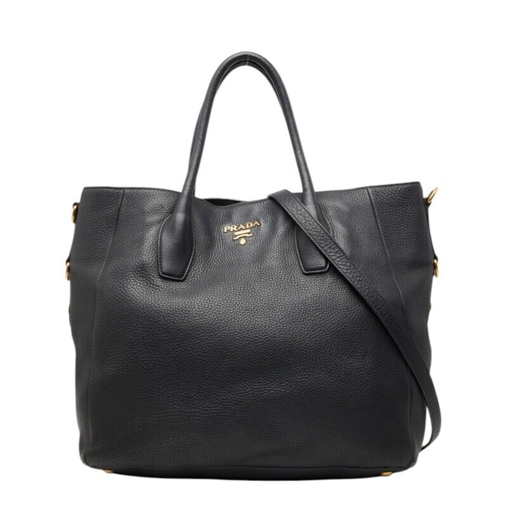 Prada Tote Tessuto Saffiano Bag Shoulder Black Leather